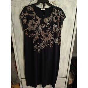 J. Jill Embroidered  Midi Dress Small Multicolor Boho Cottage Core Feminine